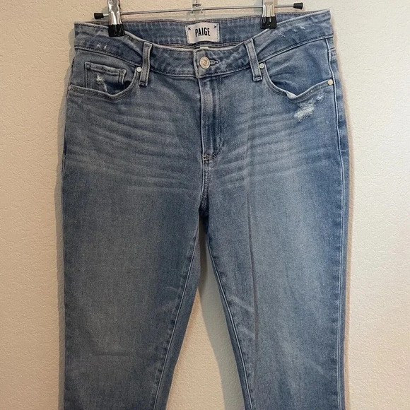 Paige Brigitte Womens Boyfriend Skinny Mid Rise Distressed Jeans Size 28 - Picture 8 of 11